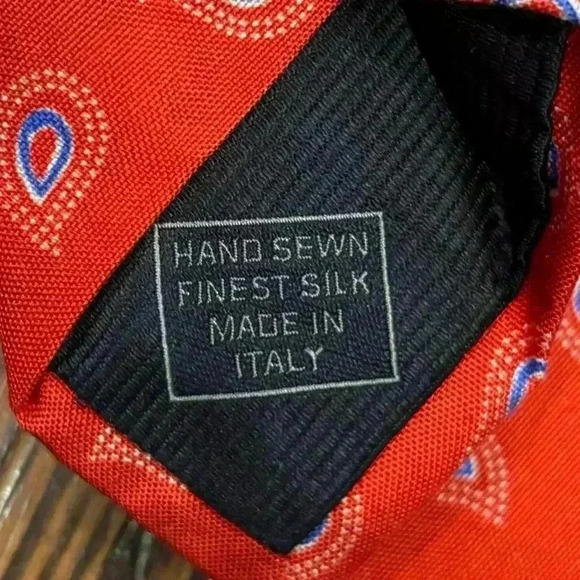 Robert Jensen Hand Sewn 100% Silk Men’s Designer Neck Tie Made In Italy Red - Picture 7 of 7